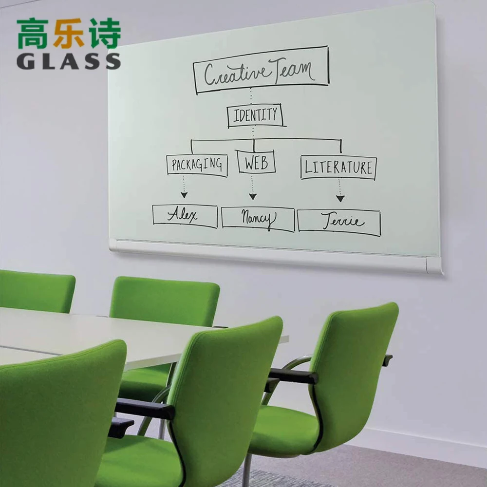 Wall Mounted Glass Whiteboard Easy Install Frameless Magnetic Heat Tempered Glass Board For School Office