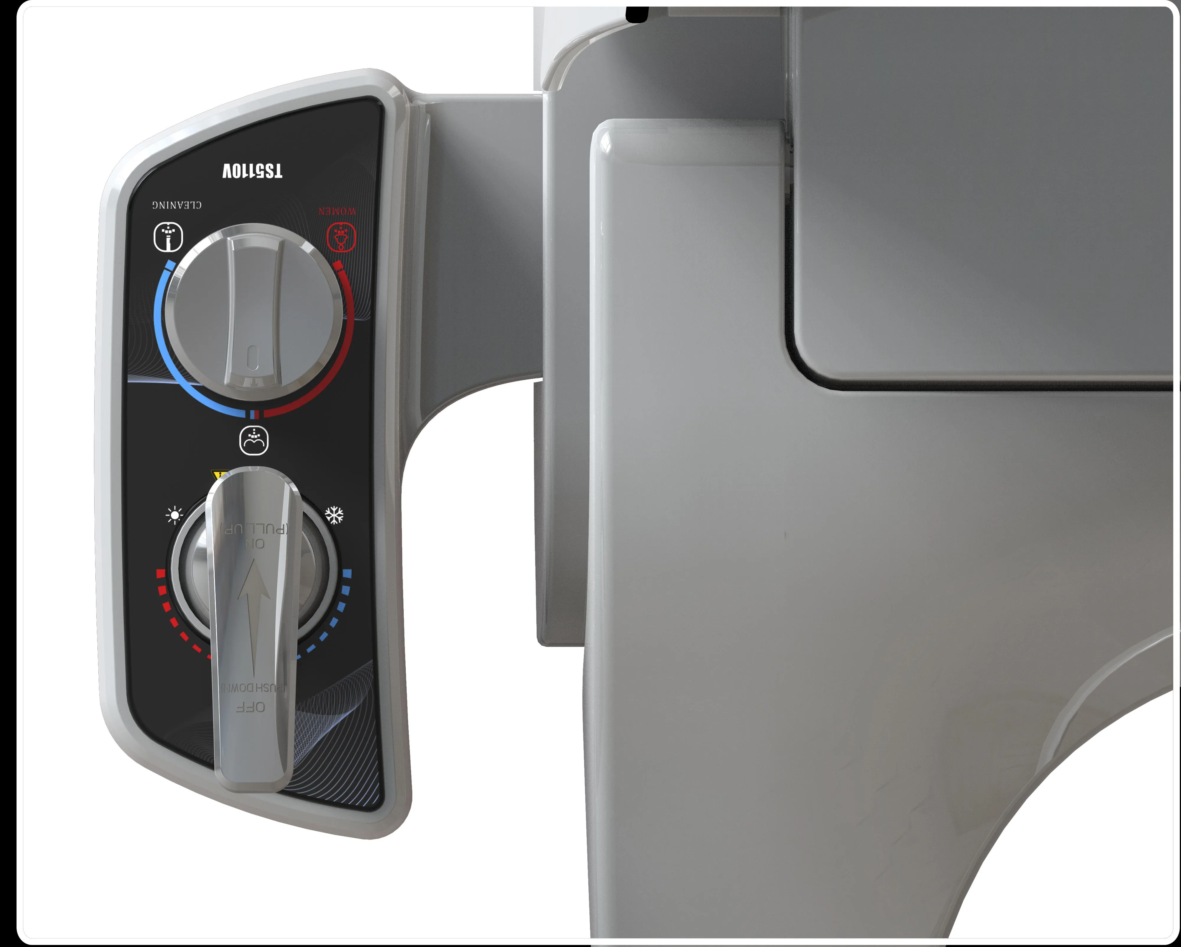 Elongated non electric hot and cold water bidet water heater toilet seat cover dual nozzle and women wash  self cleaning