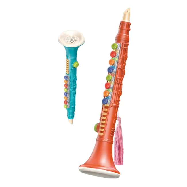 Simulate music clarinet with lights for kids education musical instrument plastic clarinet toy