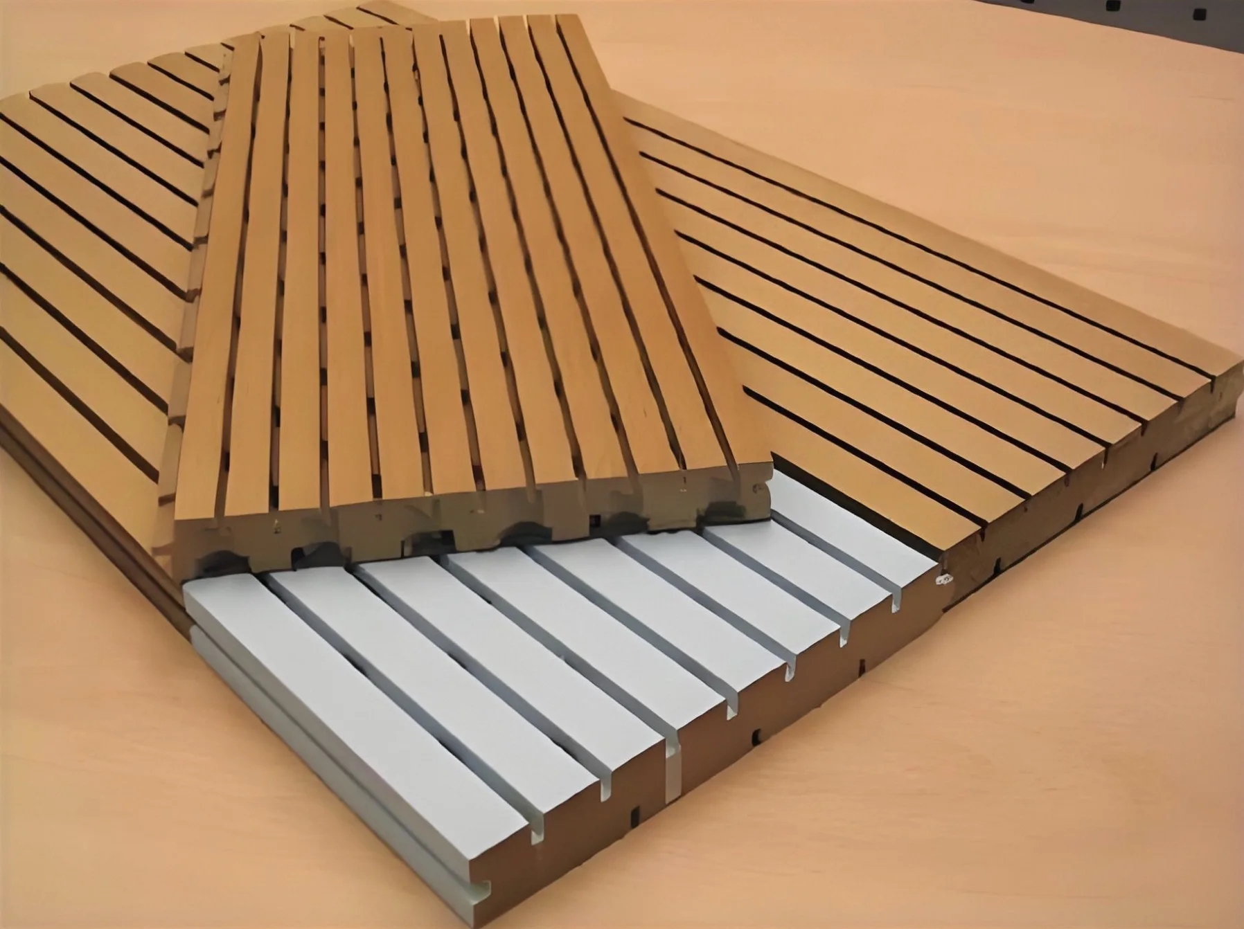 Fiberboard Wooden Soundproof Wallboard Slats Decorative Panels Slats Board Wood Acoustic Sound-Absorbing Decorative Features