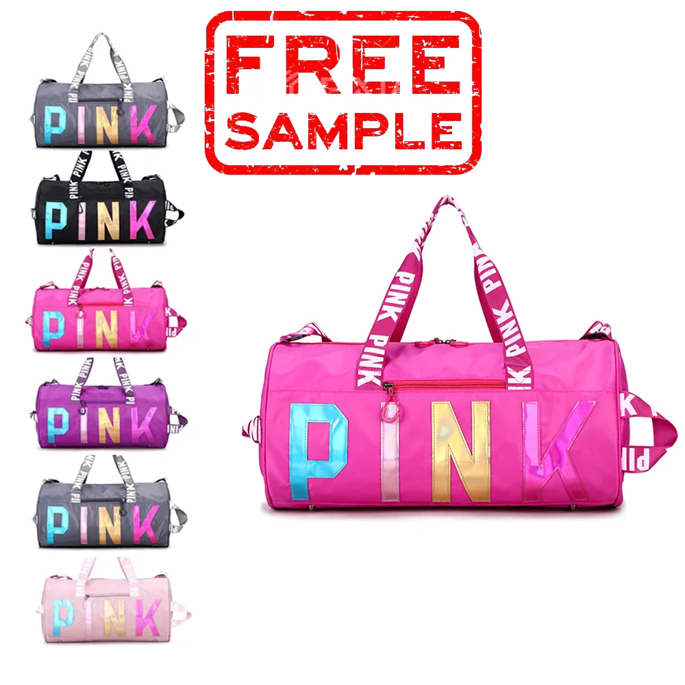 Free Sample Wholesale Custom Fashion Logo Foldable Sport Gym Women Mens Waterproof Travel Duffel Bag Pink Duffel Bag Duffle Bag