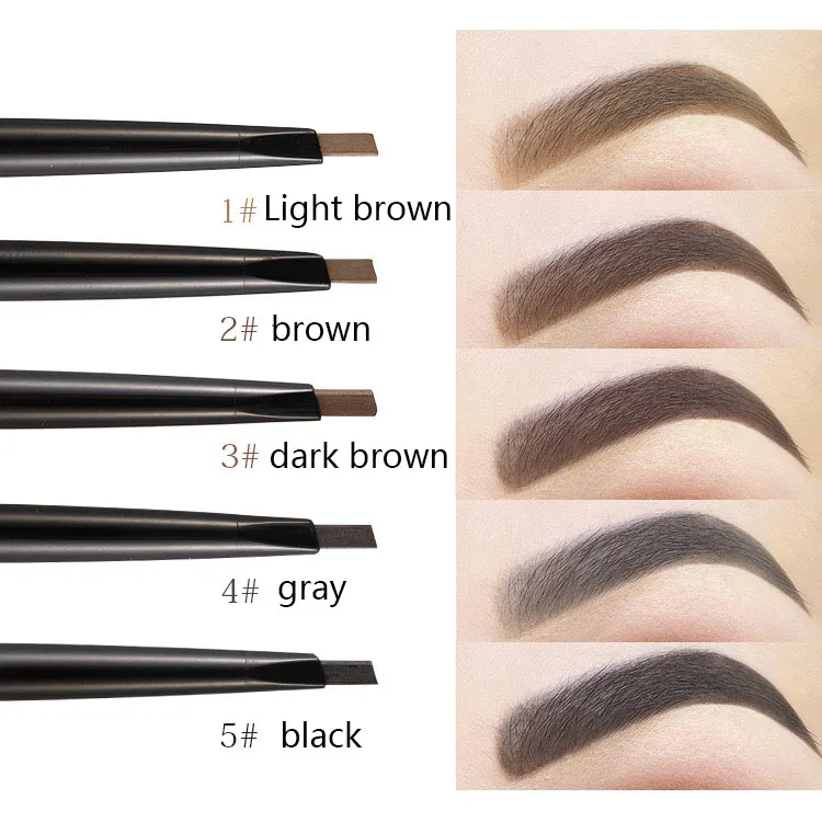 Private Label 5 Colors Waterproof Long Lasting Double-headed Eyebrow Pencil With Brush