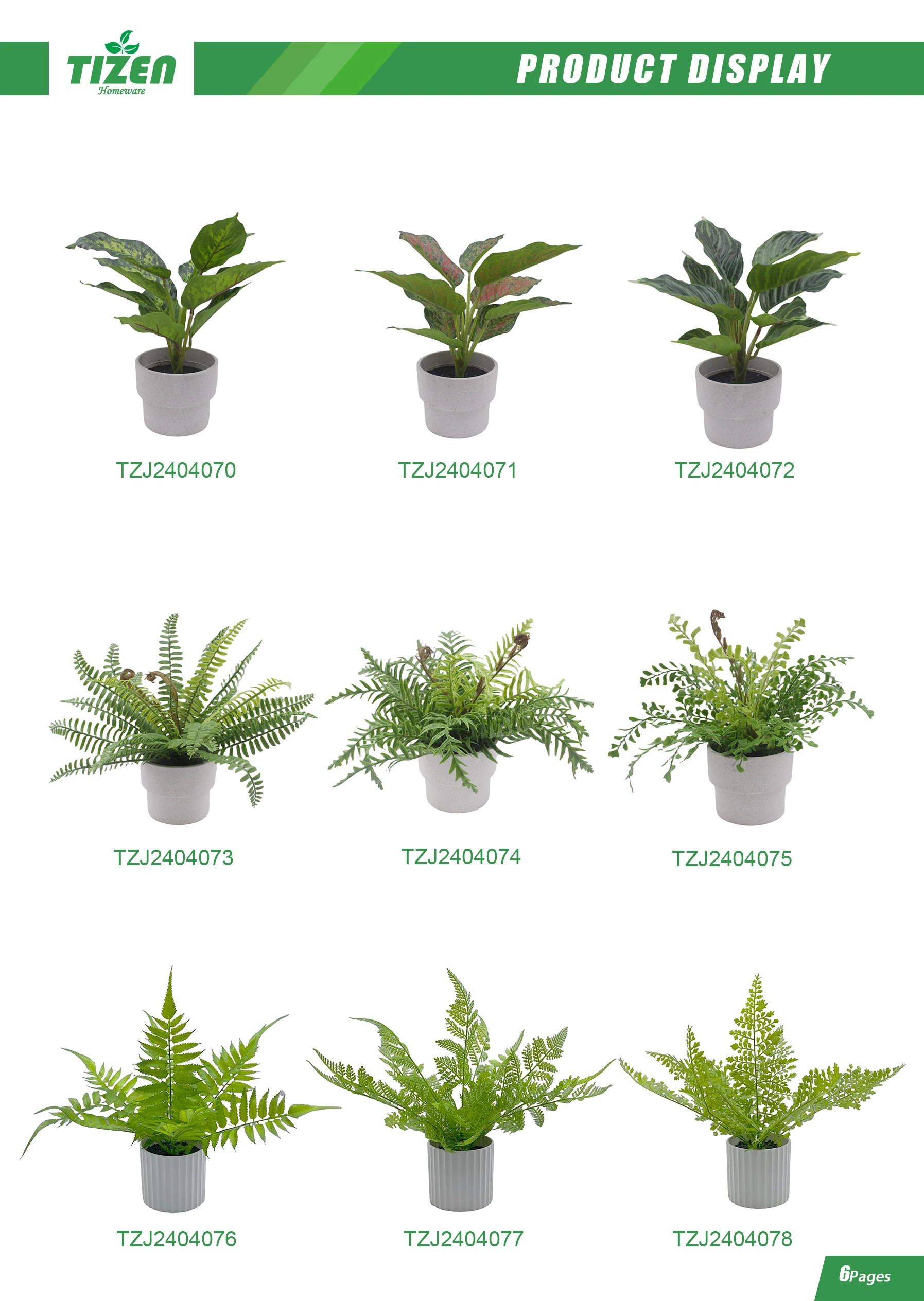Artificial Fern Fake Pot Simulation Green Plastic Greenery Decoration Indoor Home Decor Living Room Decorative Mini Potted Plant