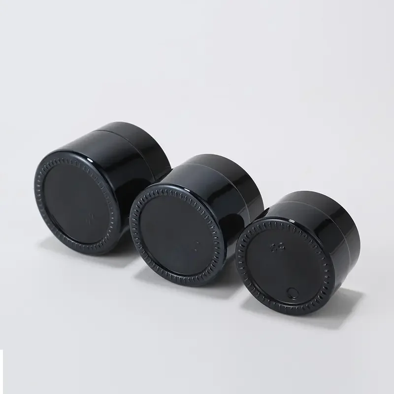 5ml-200ml Black Lid Cosmetic Containers Empty Glass Cream Jars Bamboo Lid Body Cream Serum Essential Oils Box Packing Model 30g