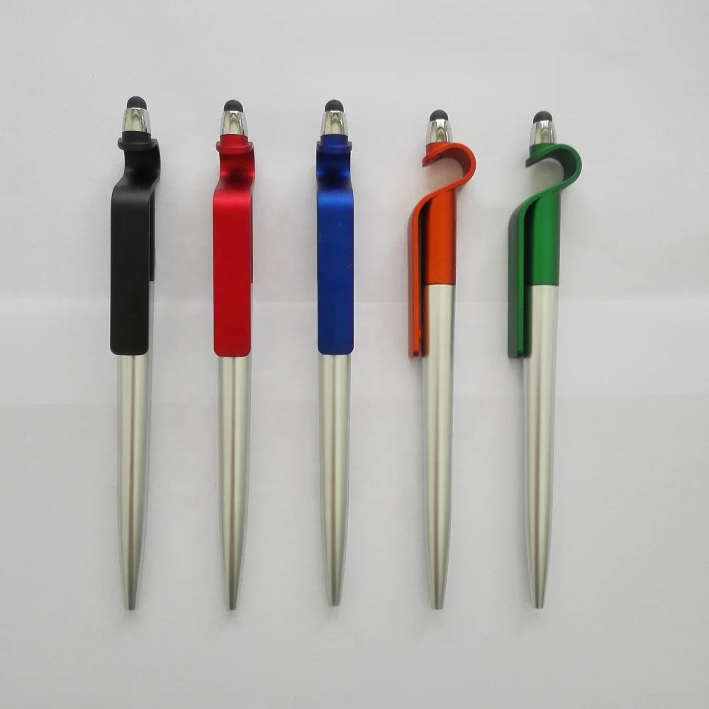 customizable Phone Holder function Plastic free promo gift custom stylus pen with LOGO printing on clip