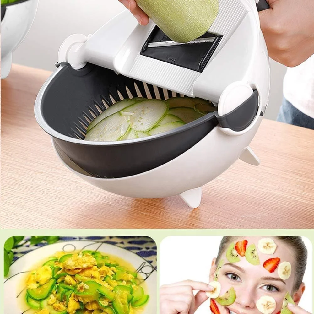 9 in 1 multifunction rotate vegetable cutter shredder grater slicer with drain basket