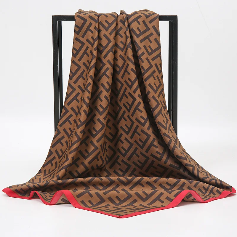 big polyester printed print square scarf satin 90 90/turkish floral satin silk square scarf matte turkey hijab for hair