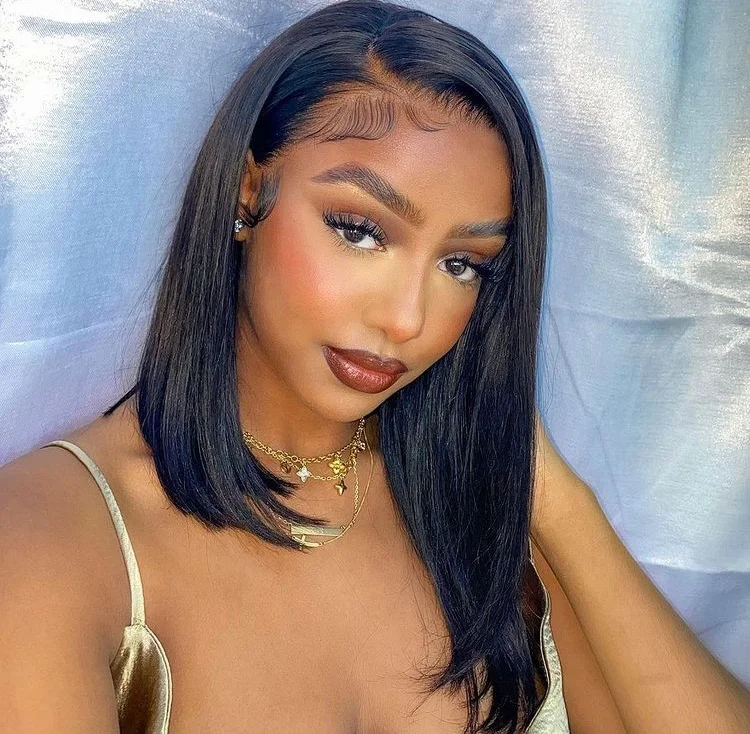 SHY Short Brazilian Hair Lace Front Wigs 150%Density Human Hair Bob Wigs For Black Women With Baby Hair Natural Hairline