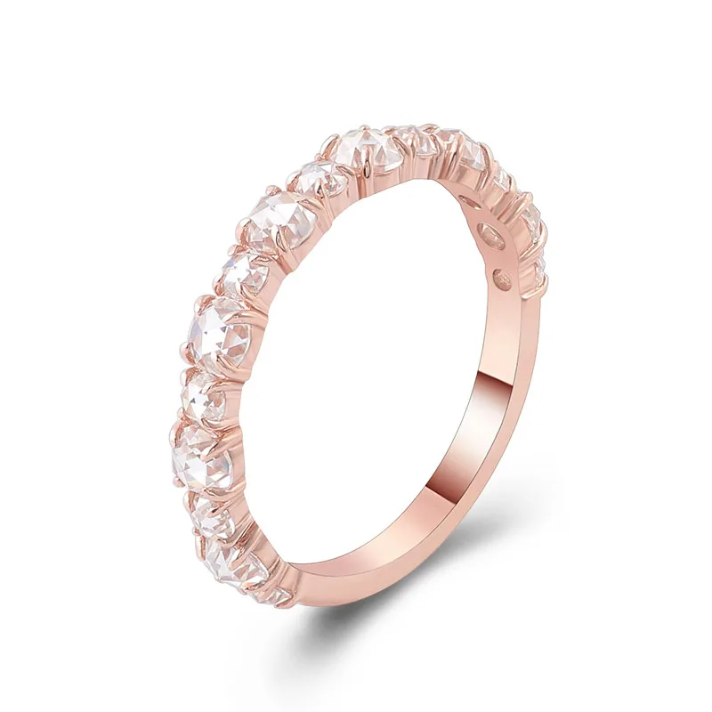 Fine Jewelry Simple Style 14k Rose Gold Ring Small Size Rose Cut Moissanite Diamond Ladies Lovely Ring Party Ring