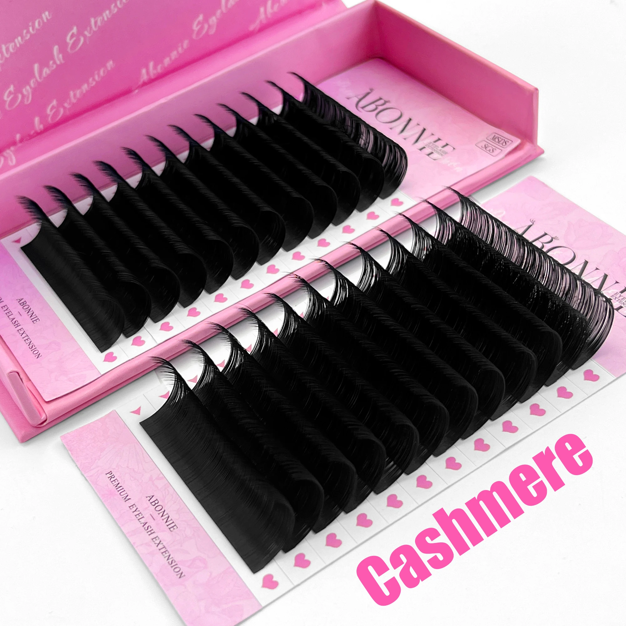 Abonnie 0.03 0.05 Wholesale Silk Lash Supplies Mink Individual Eyelash Extension Trays Matte Black Cashmere Lash Extensions