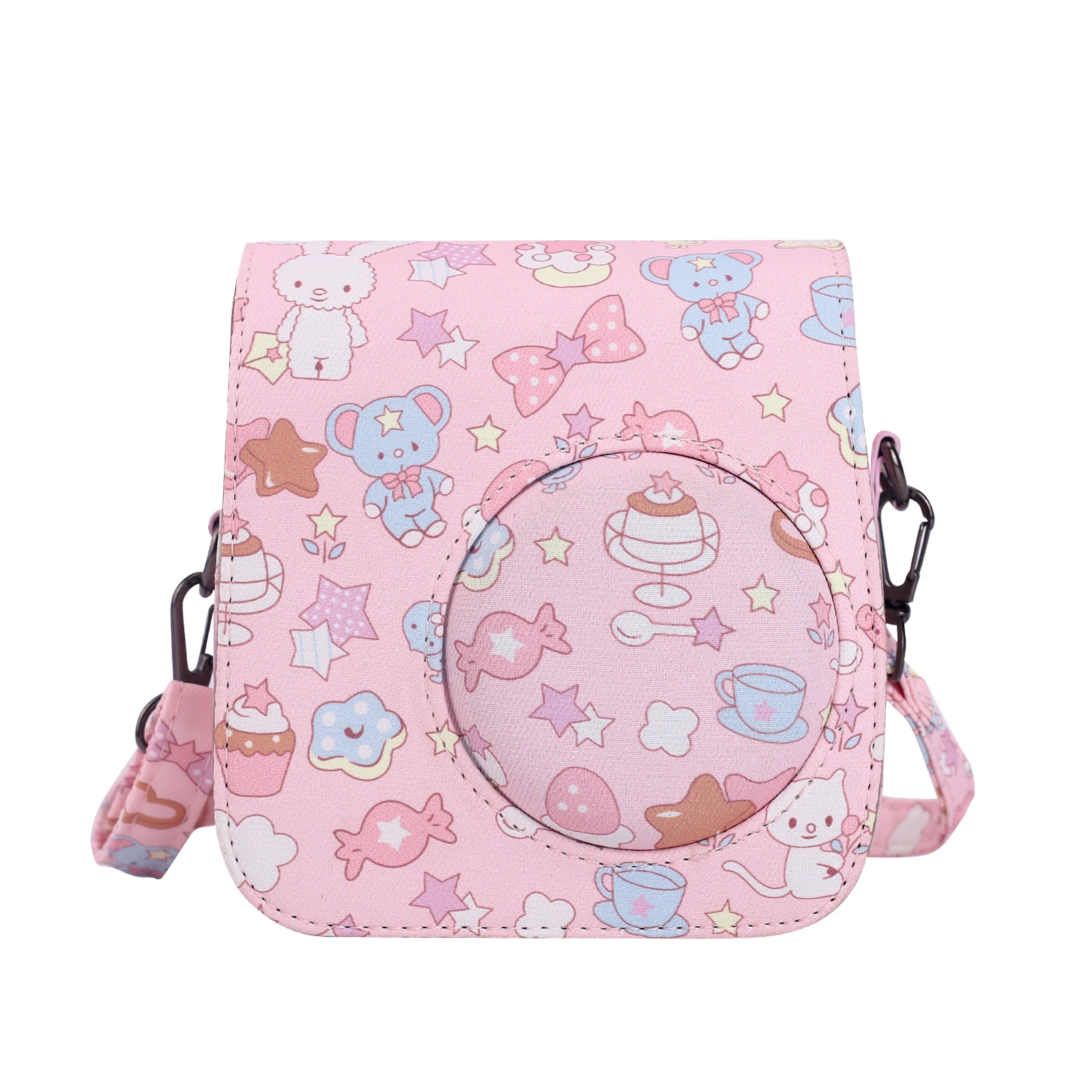 Protective Case Compatible with Instax Mini 7+/se  Instant Camera with Photos Pocket & Adjustable Shoulder Strap