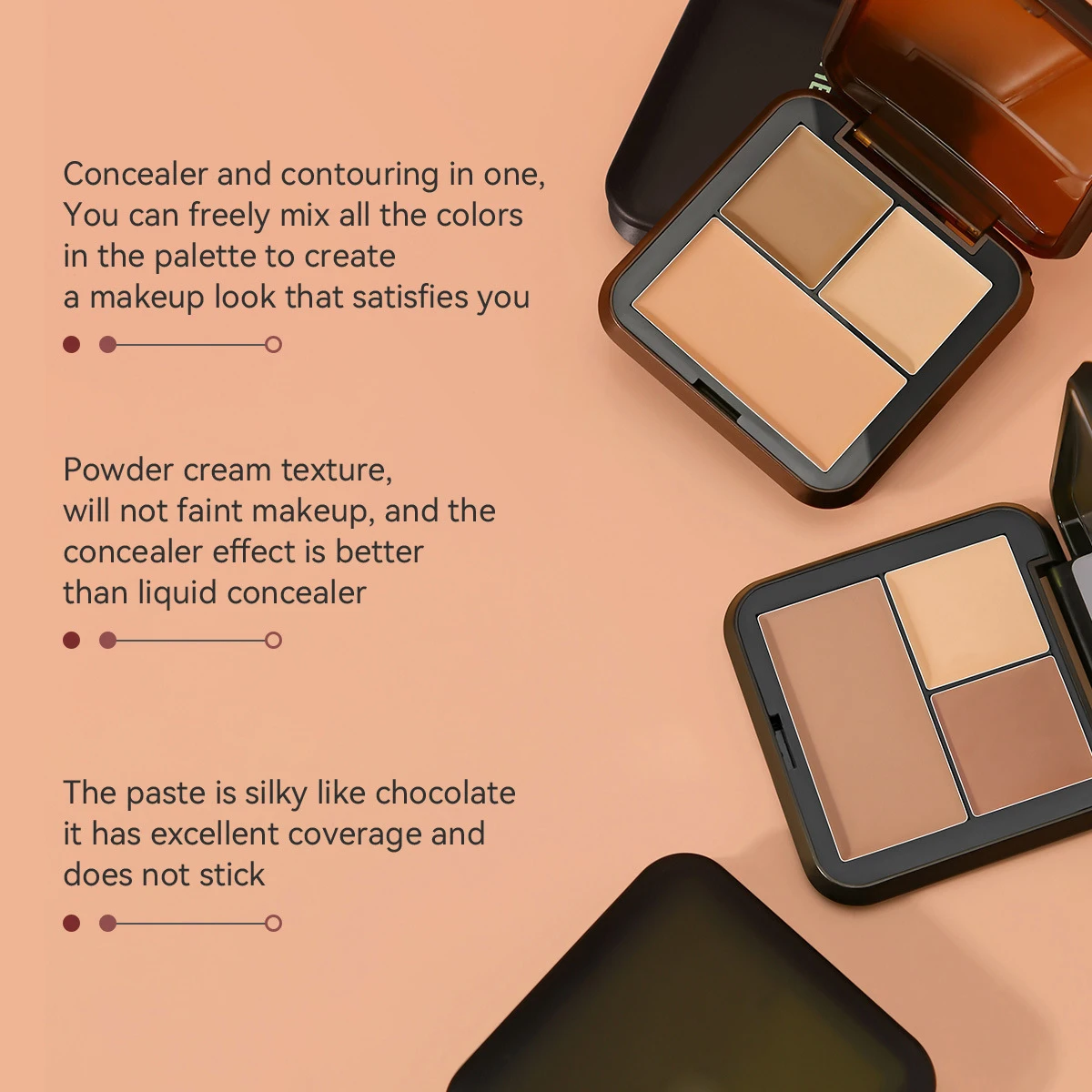 3 Colors Concealer Gel Palette Reduce Dark Spots & Blemishes Flawless Full Coverage Color Correcting Concealer