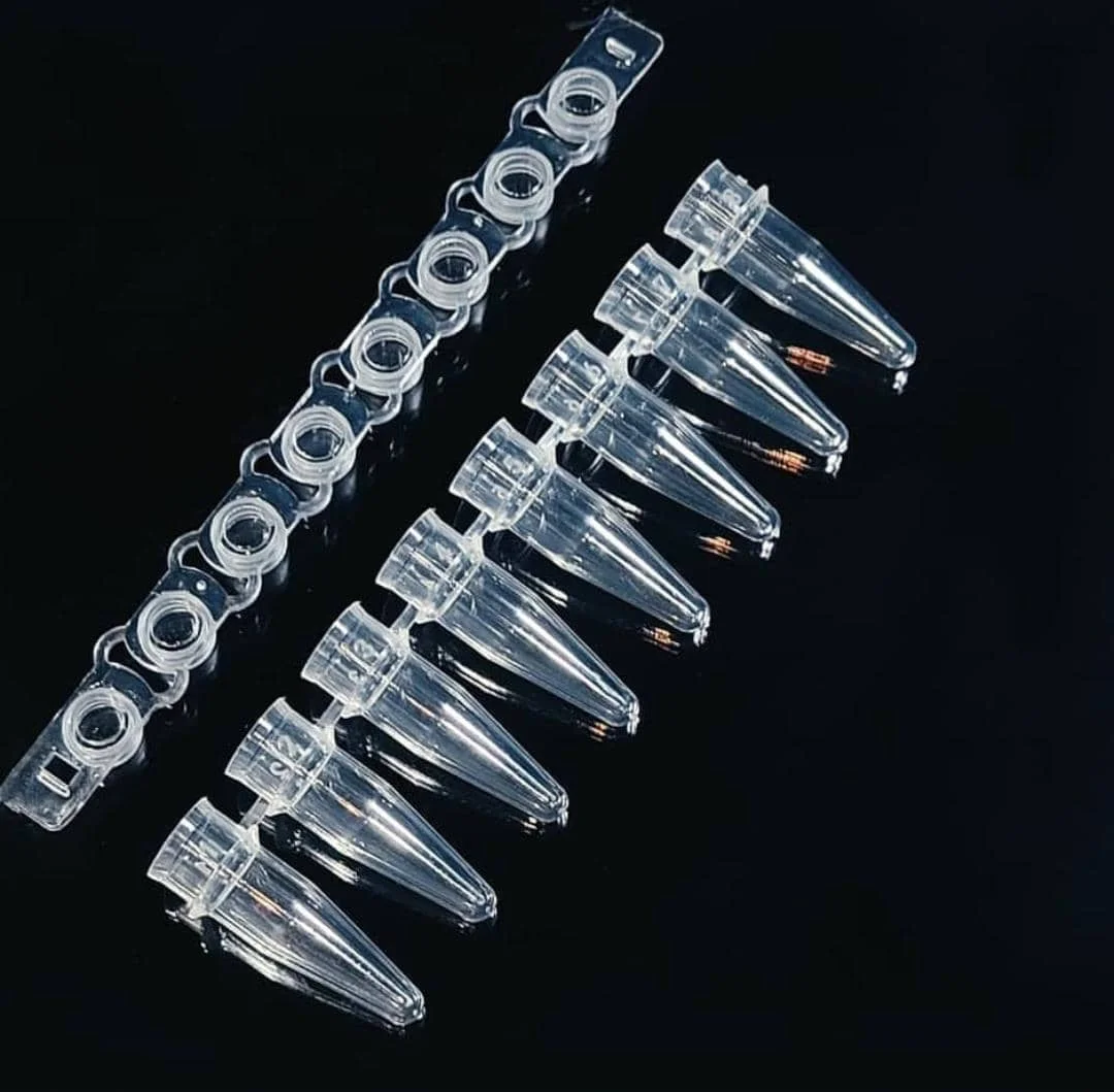 0,1 мл ПЦР-трубка для лабораторного использования отдельные крышки в режиме реального времени прозрачная 8-полосная 0,1 мл ПЦР-трубка