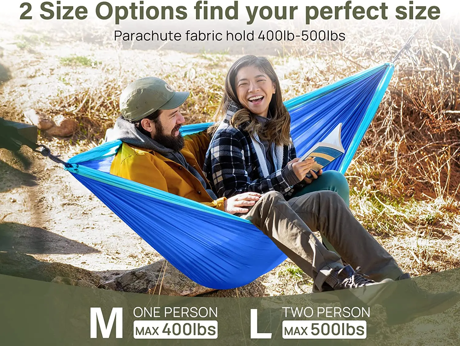 Mingchan Lightweight 2 Person Portable Outdoor Heavy Duty Hammock with Straps Included for Easy Hanging from Trees