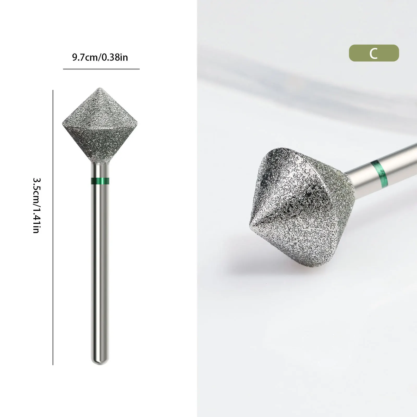 Destly Rhombus New Emery Diamond Nail Drill Bit Dead Skin Remover Manicure Grinding Head Diamond Shape Cuticle Nail Drill Bit