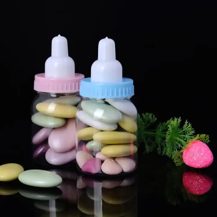 Hot Selling Plastic Baby bottle Mini Baby Shower Dragees Container Candy box Birthday Baptism Party Favor Decor