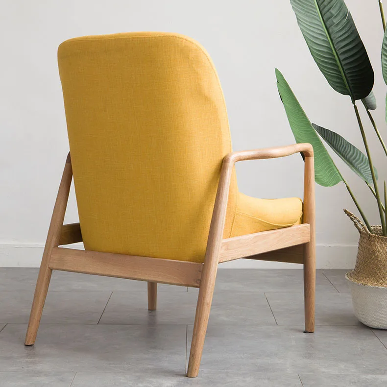 Nordic solid wood single sofa chair modern minimalist casual chair Japanese -style furniture small apartment living room fabric
