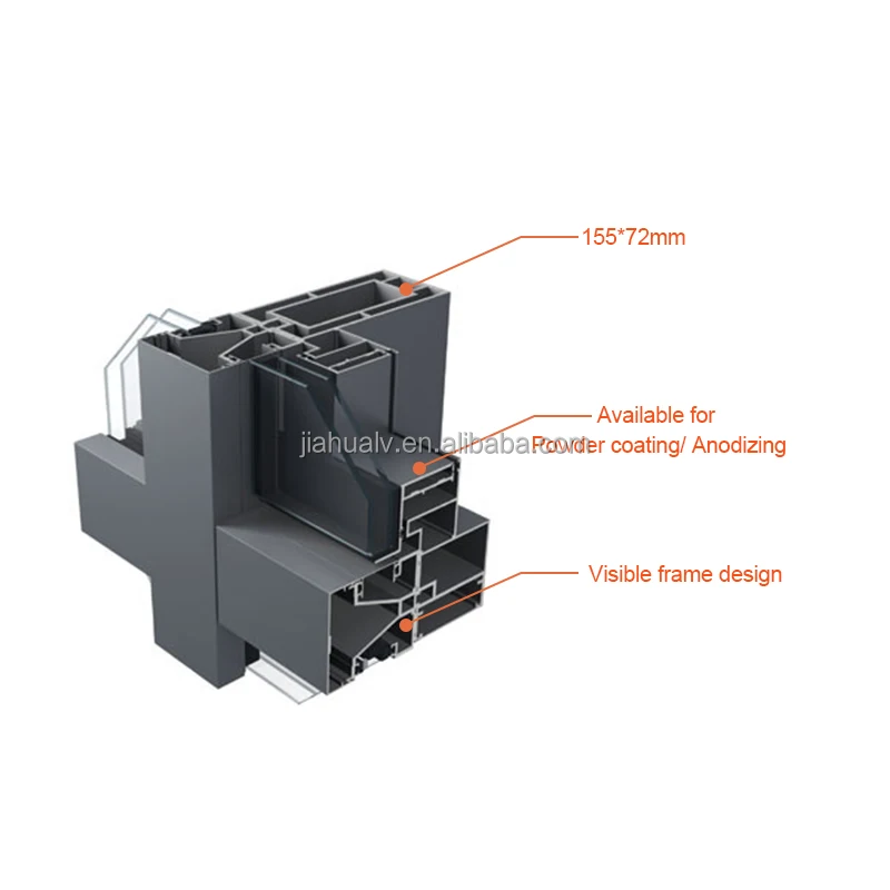 Good Sale Soundproof Africa Thermal Break Aluminum Invisible Glass curtain wall Heat-Insulation Section Profile
