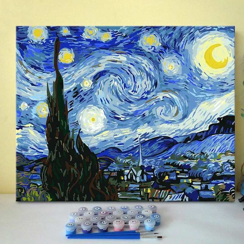 Wholesale Modern Wall Decor Kids Canvas Famous Van Gogh Arte Diy Painting By Numbers For Adult