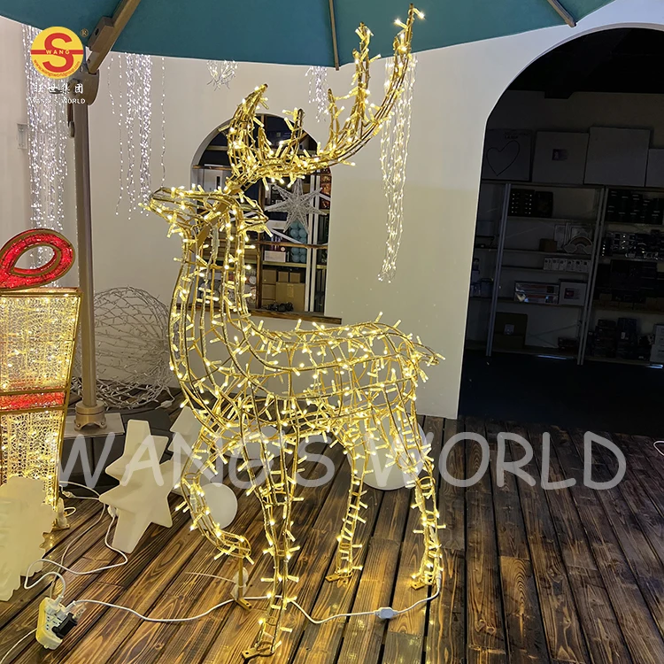 2m Height 3D Reindeer LED Motif for Home Decoration Xmas Wedding Holiday Street Outdoor Christmas Light for Home Decoration