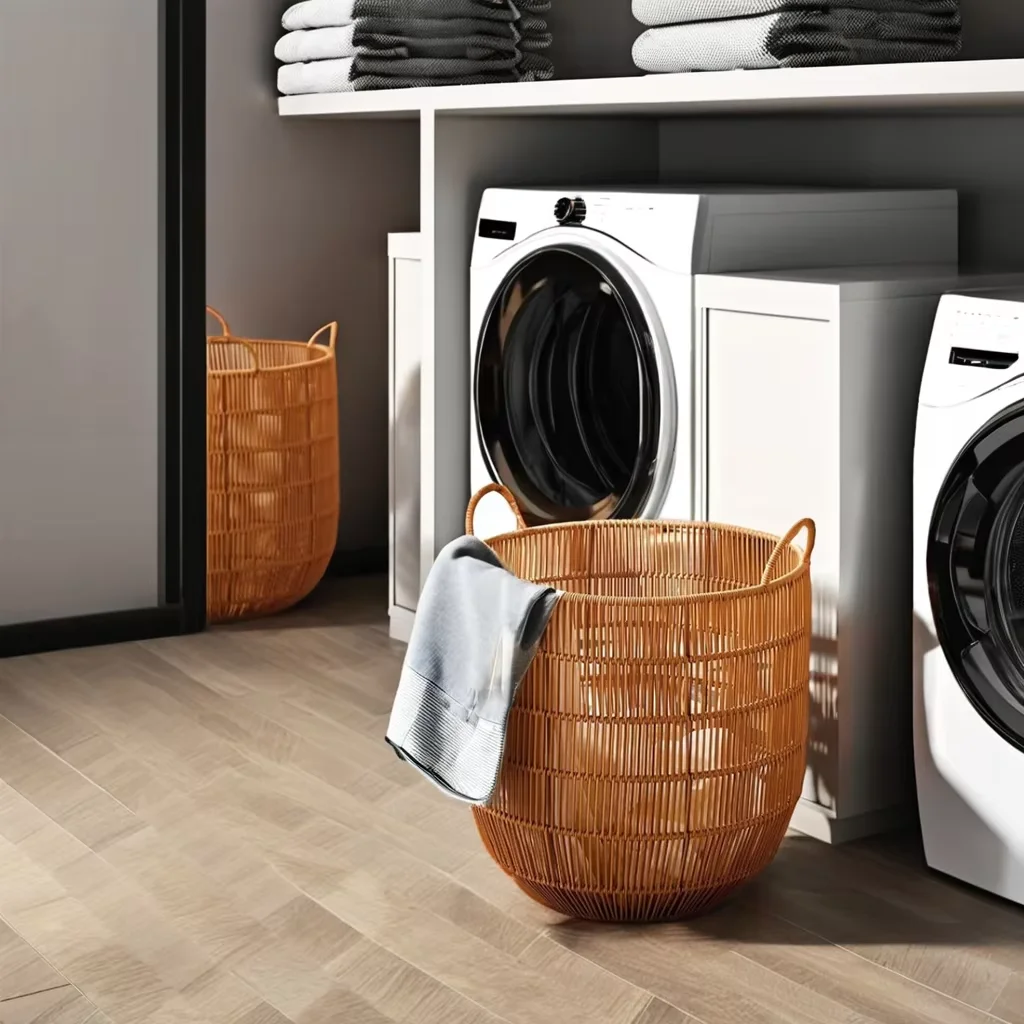 Handmade Anti-Rust Rattan Storage Basket Bamboo Woven Laundry Basket for Dirty Clothes Home & Guest Room-New Product