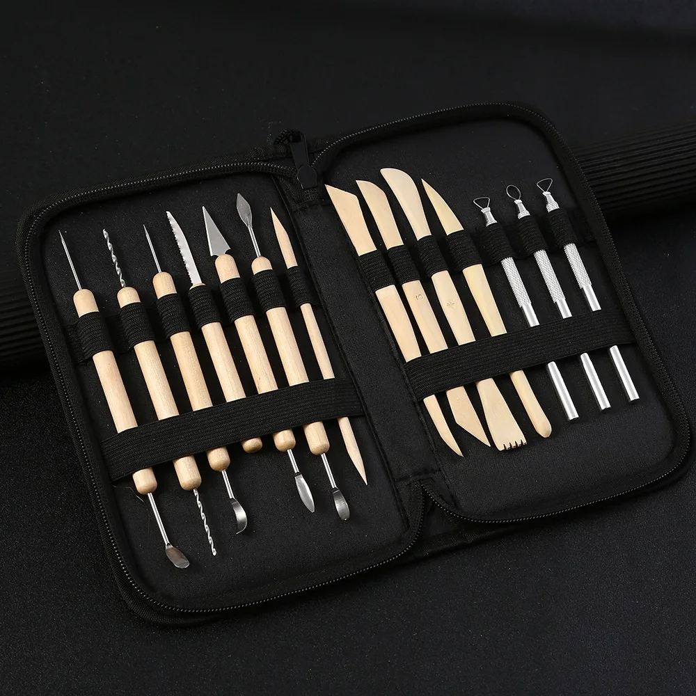 14 Pcs Arts Crafts Clay Sculpting Tools Set Modeling Carving Tool Kit Pottery & Wooden Handle Modeling Clay Tools