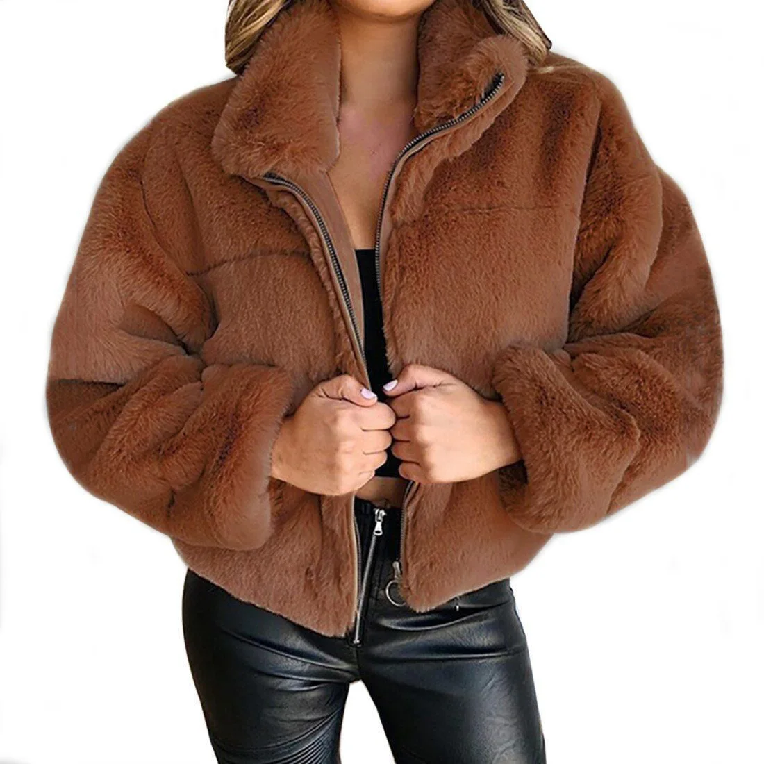 Spring Autumn Winter Plus Size Plush Jacket Coat Women Soft Faux Fur Coats Fashion Short Thick Coats for Ladies