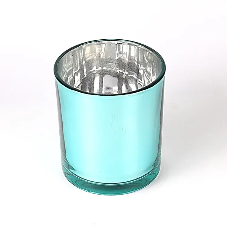 Custom Design Luxury Fashion Iridescent Rainbow Empty Glass Candle Jar Color Luxury Holographic Candle Jar With Lid