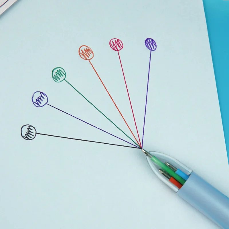 wholesale kawaii Multifunctional press type multicolor pen 6 color ballpoint pen