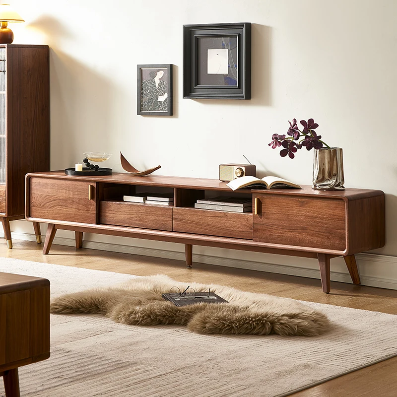 B5084 Living room furniture North American black walnut simple modern solid wood TV cabinet North American black walnut