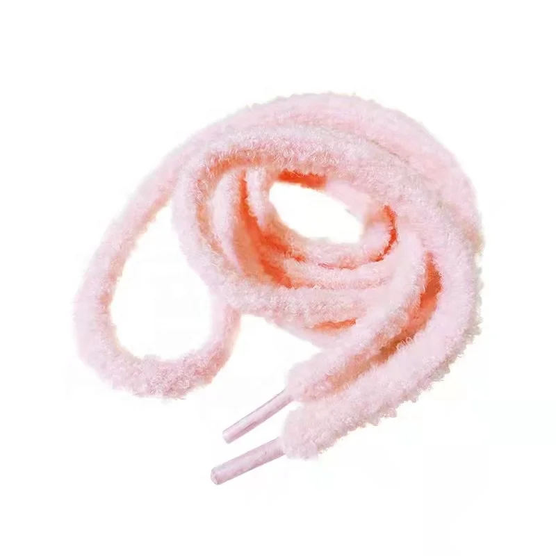 Hot selling 0.8cm wide AF1 Caterpillars Fuzzy shoelaces Flat Fat SB Dunk Converses canvas Sneakers Fluffy Shoe Laces