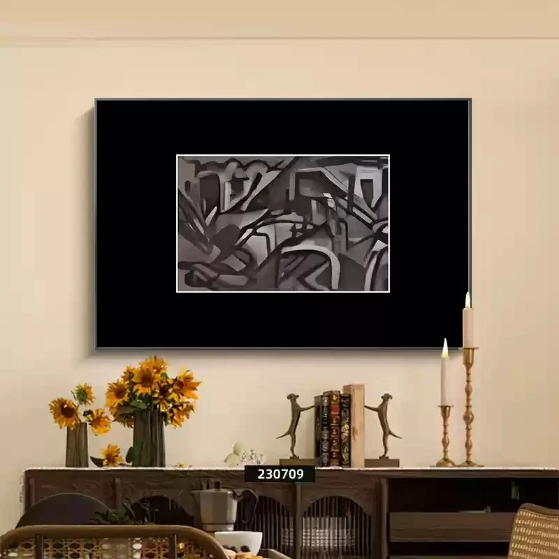 Flower Vase Oil Painting Art Classical Style Black White Landscape Painting Decorative Painting