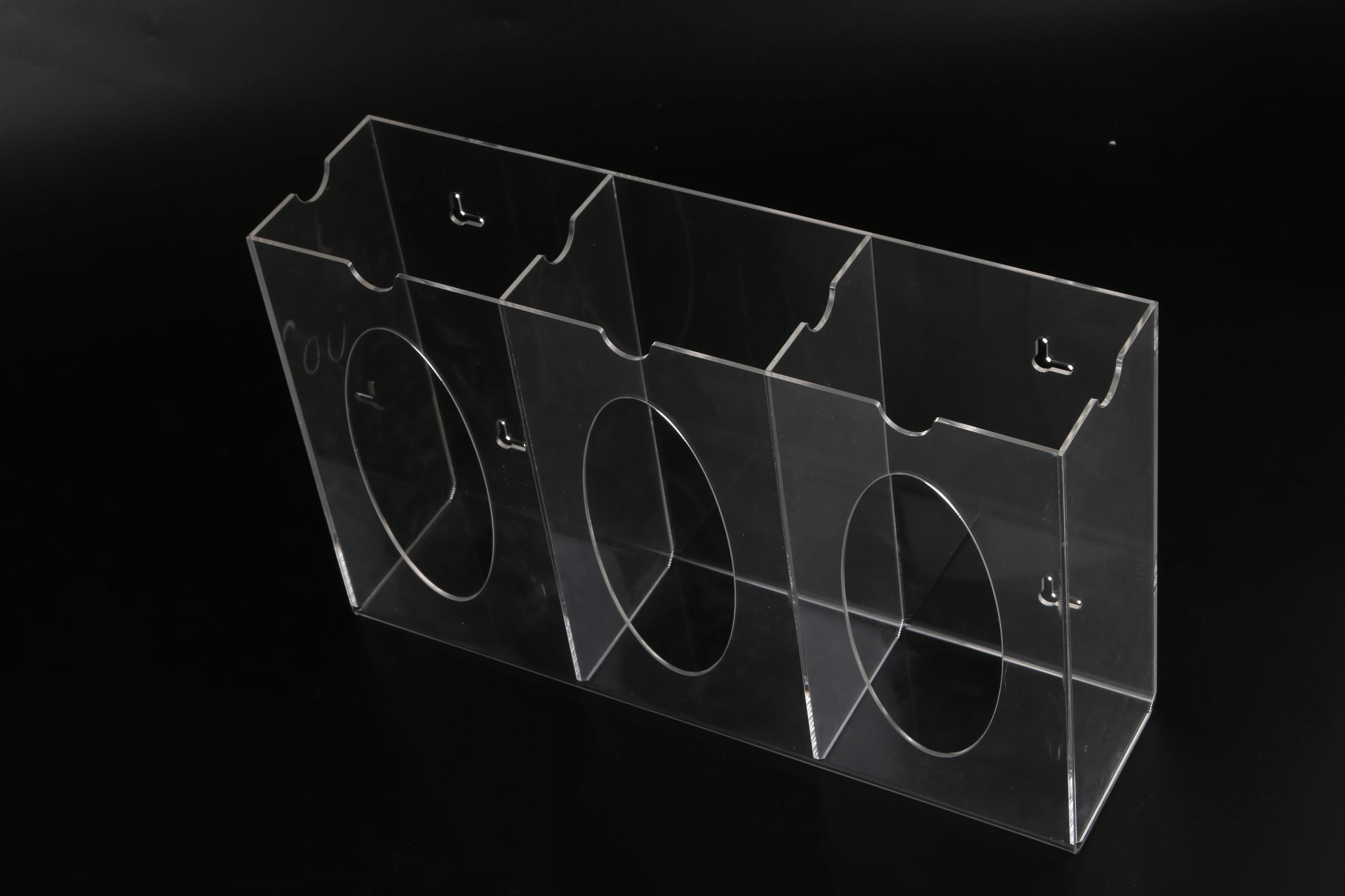 3Mm Clear Side Load Vertical Acrylic Glove Container 10.25W*4D*16H Inches Triple Latex Nitrile Glove Box Holder