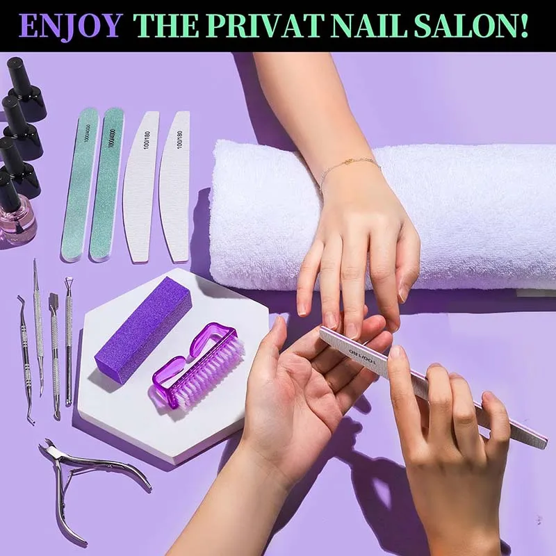 Manicure Pedicure Tools Kit Nail Files Buffer Brush Block Nail Cuticle Nippers Cuticle Peeler Nail Lifter for Ingrown Toenails