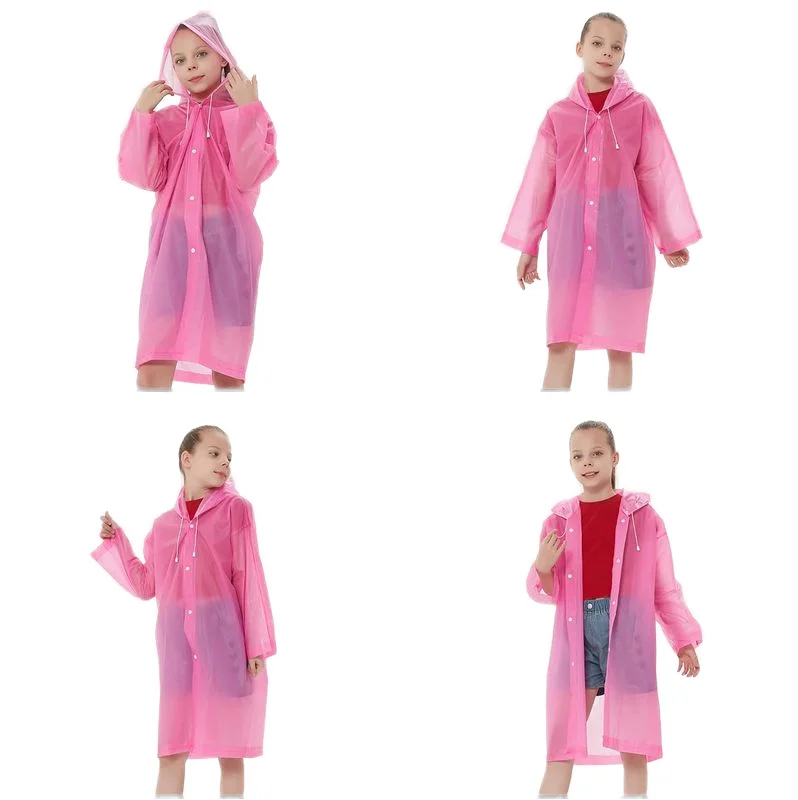 New Fashion Children Raincoat EVA Waterproof Thickened Rain Coat Reusable Transparent Rain Jacket Clear Kids Tour Rainwear Suit