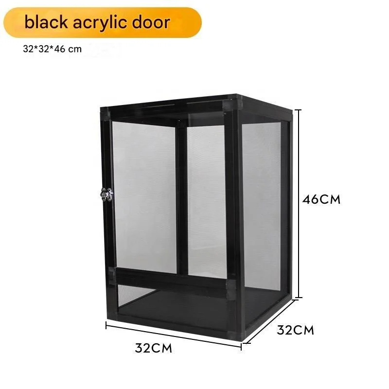 Solid Pattern Aluminum PVC Screen Terrarium Small Animals Reptile Cage Square Pet Feeding Cage Plastic Tray Pallet Home Use