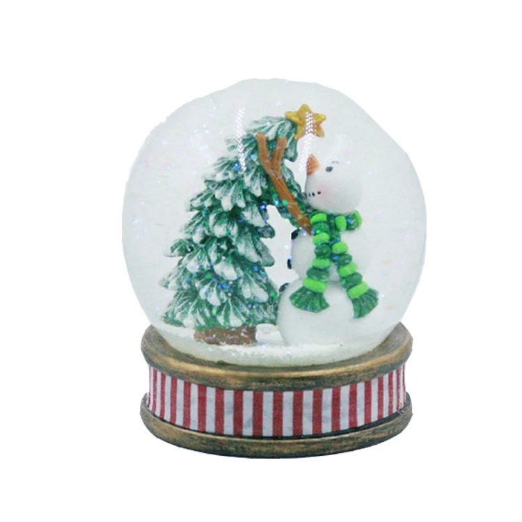 High Quality Custom Made Snowman Snow Ball Gift Resin Christmas Globe for Home Decor