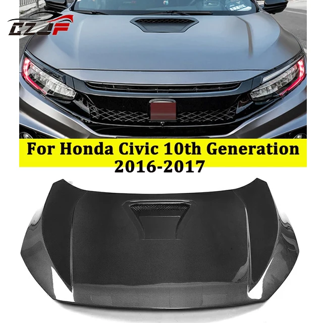 Стильная крышка капота двигателя GTR из углеродного волокна для HONDA CIVIC X 10 GEN 2016