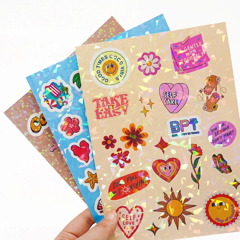 Wholesale Waterproof Custom Printing Vinyl Kiss Cut Cute Paper Sticker Sheet For Planner Stationery