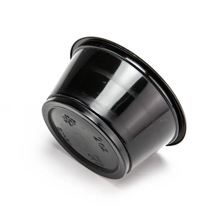 New 2oz 55ml Black Disposable Takeaway Mini PP Plastic Sauce Portion Cups Without Lid for Fast Food Pudding Jelly Drinking