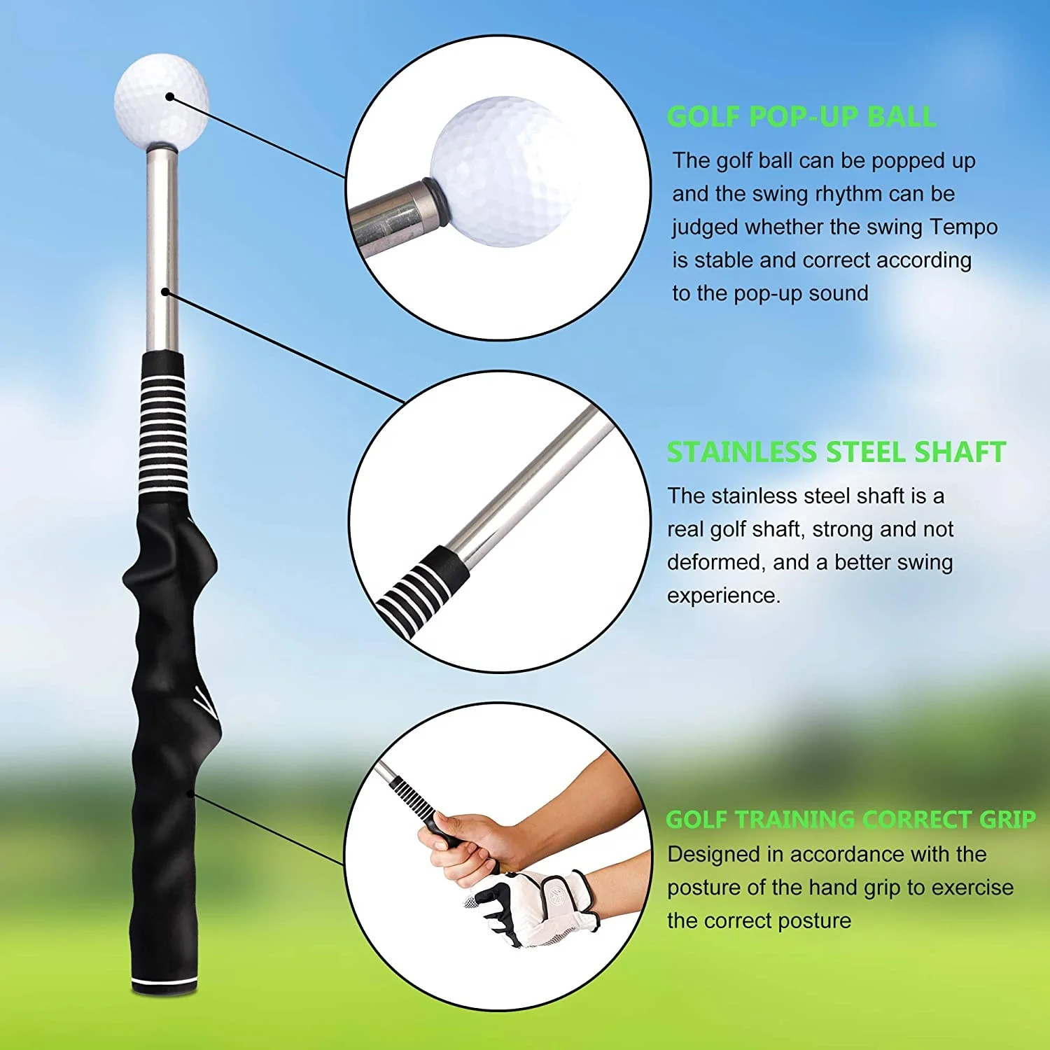 Hot Sales Custom Logo Golf Training Aid Pop-up Power Flex Swing Trainer Aid Strength Golf Warm-Up Stick Golf Gifts for Men