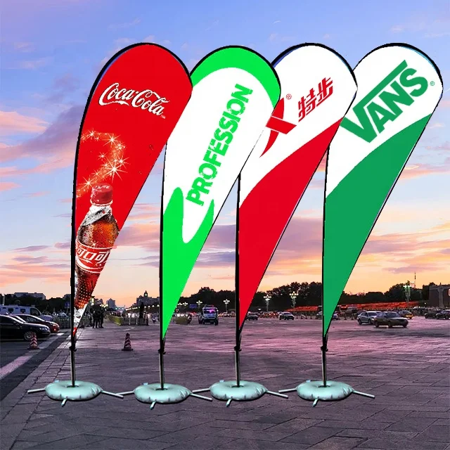 CUSTOM FLAG 3x5ft Beach banner wing flag with fiberglass flag pole giant telescopic Advertising Wind Outdoor Custom Feather