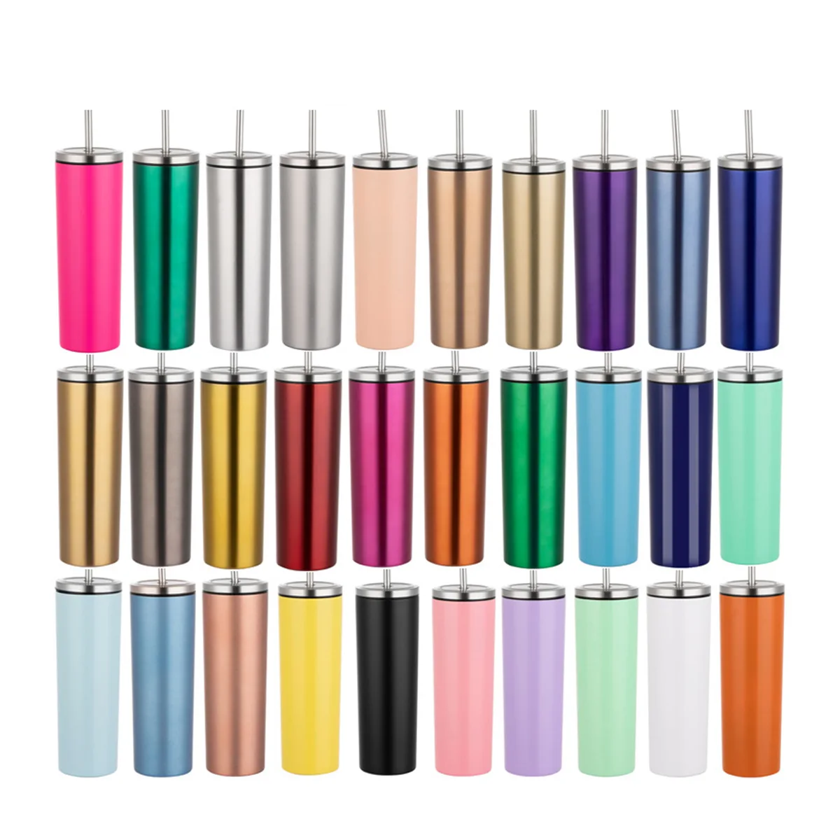 20oz/30oz 304 Stainless Steel Straw Cup  Vacuum Straight Tube Straw Tumbler Spot