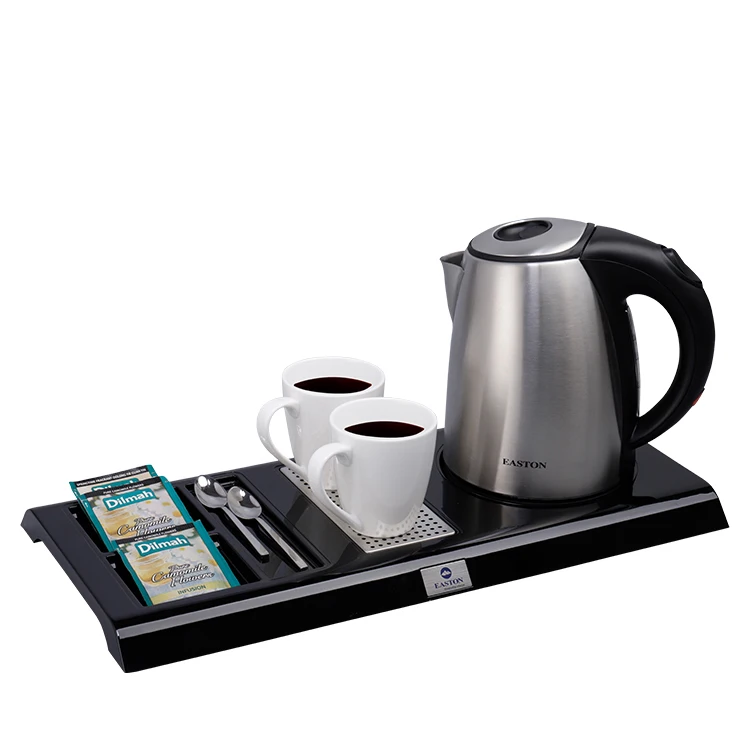 Commercial hotel guest room 1.0L 1500w Big capacity spare part stainless steel hot water home Electric Kettles welcome tray set