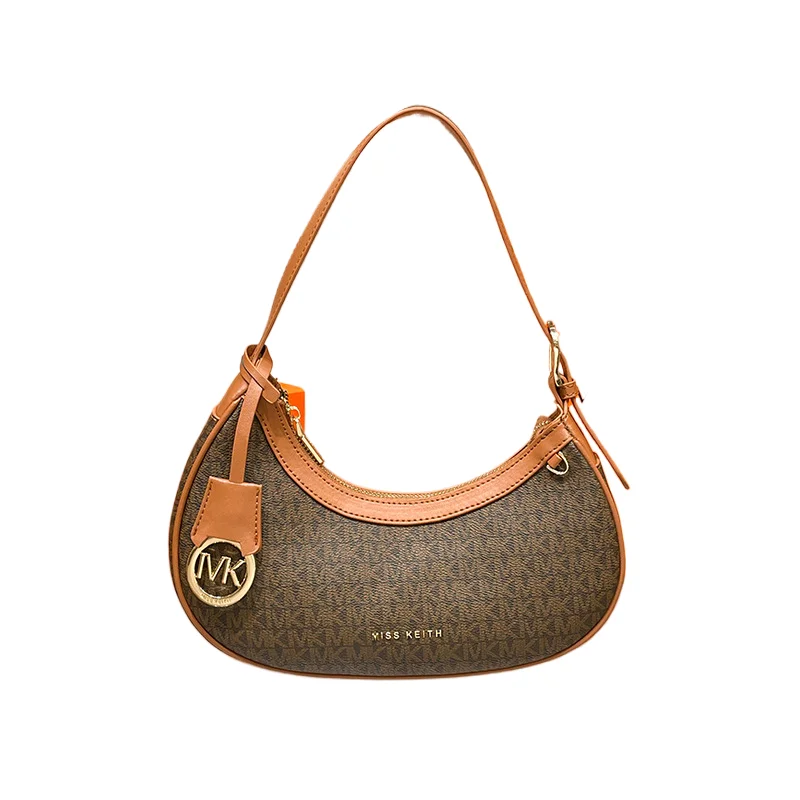 Logo Custom Zipper Trendy Faux Leather Designer Luxury Branded Bag Underarm Single Shoulder For Lady Womens Female