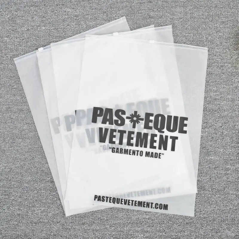 Wholesale Custom T Shirt Ziplock Bag For Clothes Retail Resealable Frosted Zipper Bag Frosted Zip Lock Bag Clothes