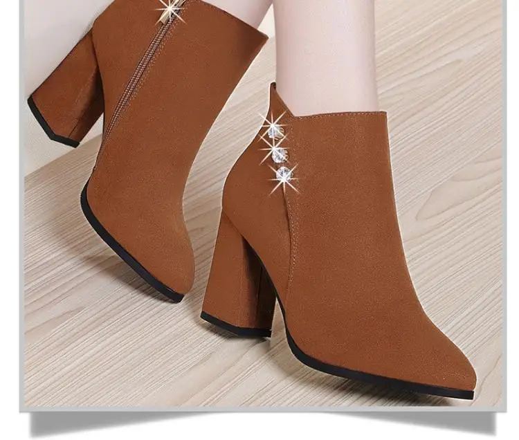 High quality suede women ankle boots  block heel wholesale china factory ladies