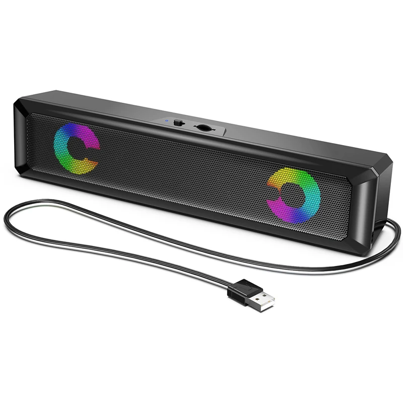 long strip A4 RGB LED speaker home theatre caixa de som computer sound bar music subwoofer mini blue tooth BT speaker wireless
