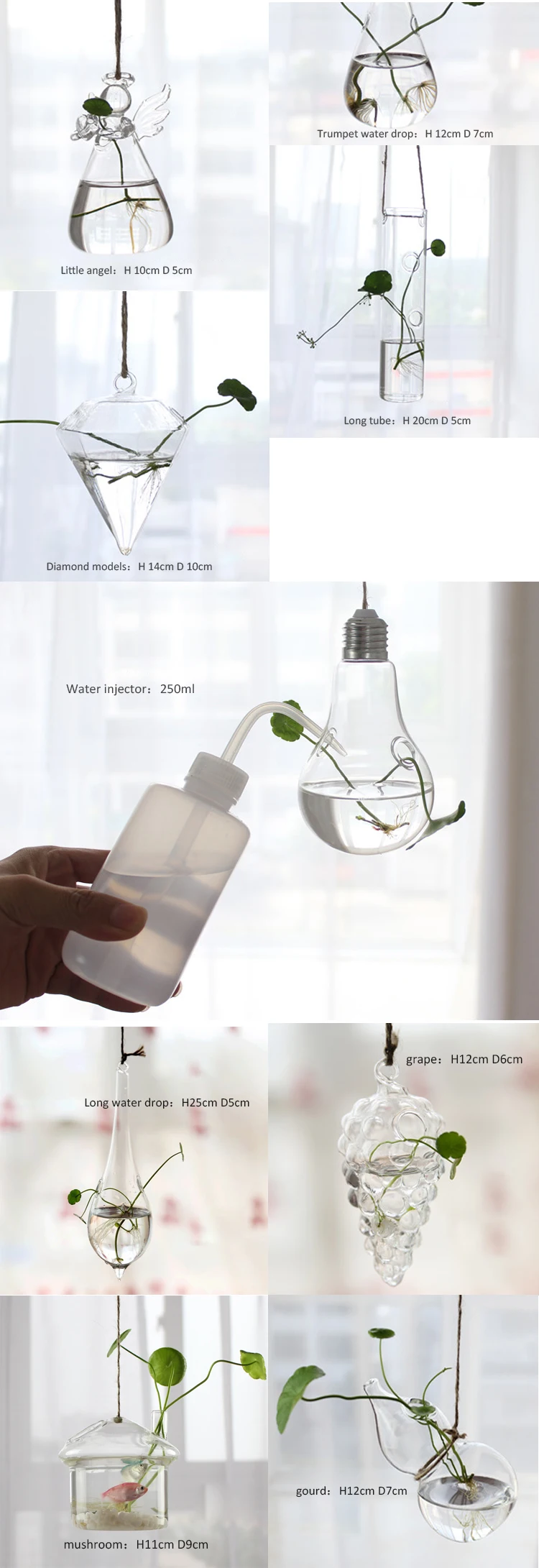 Glass Hanging Air Planters hydroponic vase Terrarium Containers Flower Pots for Succulent Home Garden Decor