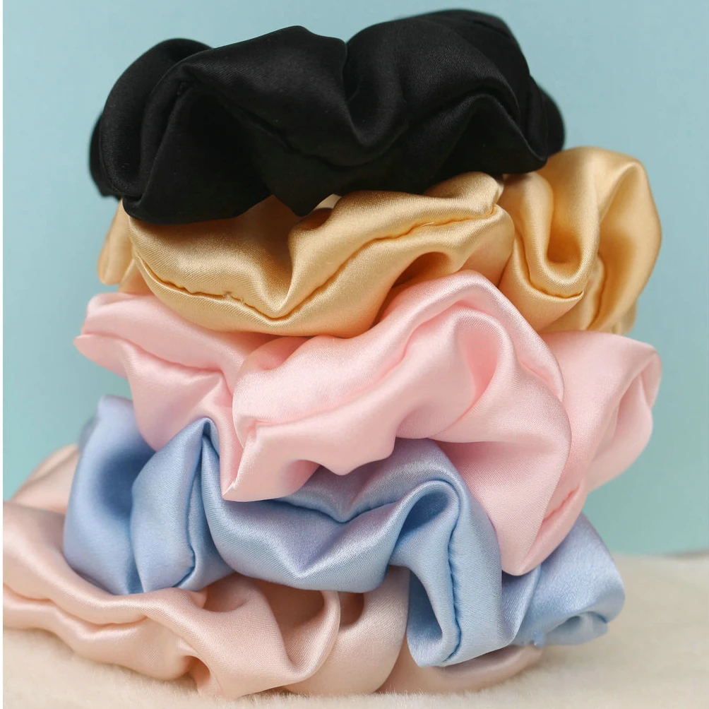 Hot Selling 3.5 cm Width 19momme Scrunchies Silk 100% Mulberry Silk Scrunchie For Hair